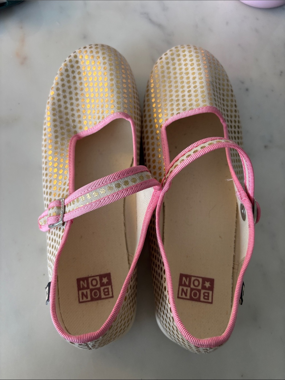 Girls' Cream and Pink Mary Jane Dress Shoes